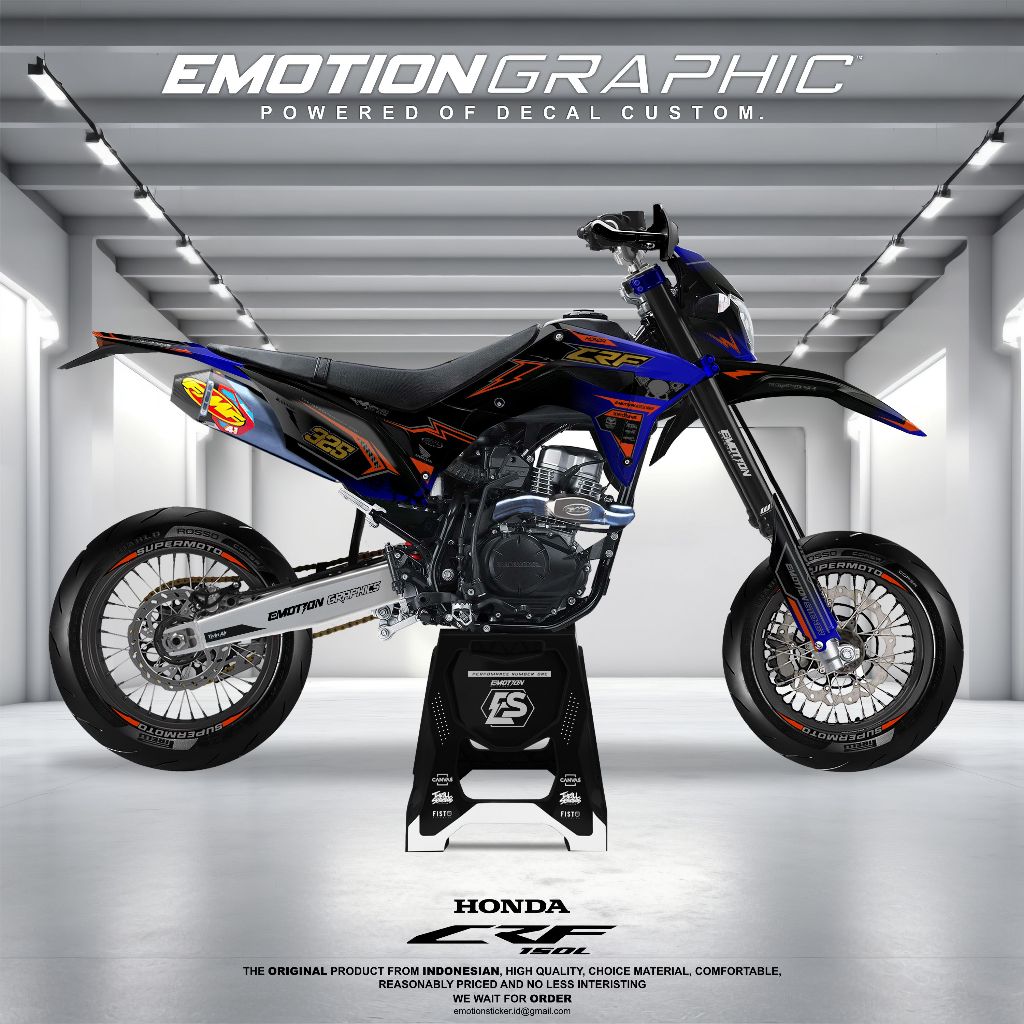 DECAL STICKER CRF 150L FULLBODY SUPERMOTO MIX ORANGE STABILO & GOLD CHROME