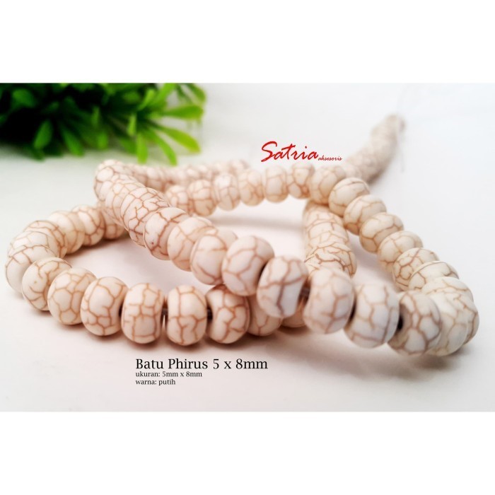 BATU ALAM NATURAL STONE BATU PHIRUS PIPIH 5X8MM PUTIH / MANIK MANIK BAHAN KERAJINAN TANGAN