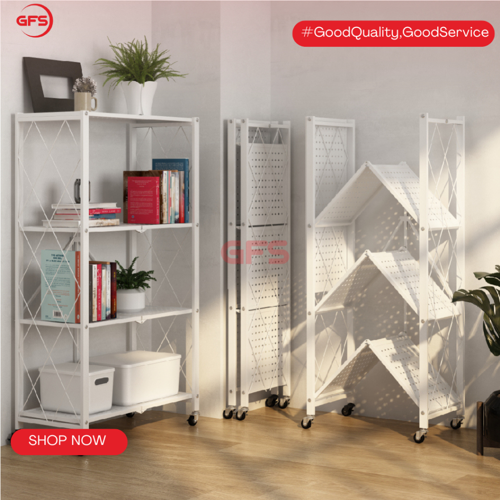 GFS LAMPUNG / RAK BESI LIPAT SERBAGUNA / RAK BESI 4 TINGKAT HITAM / RAK BESI 4 TINGKAT PUTIH