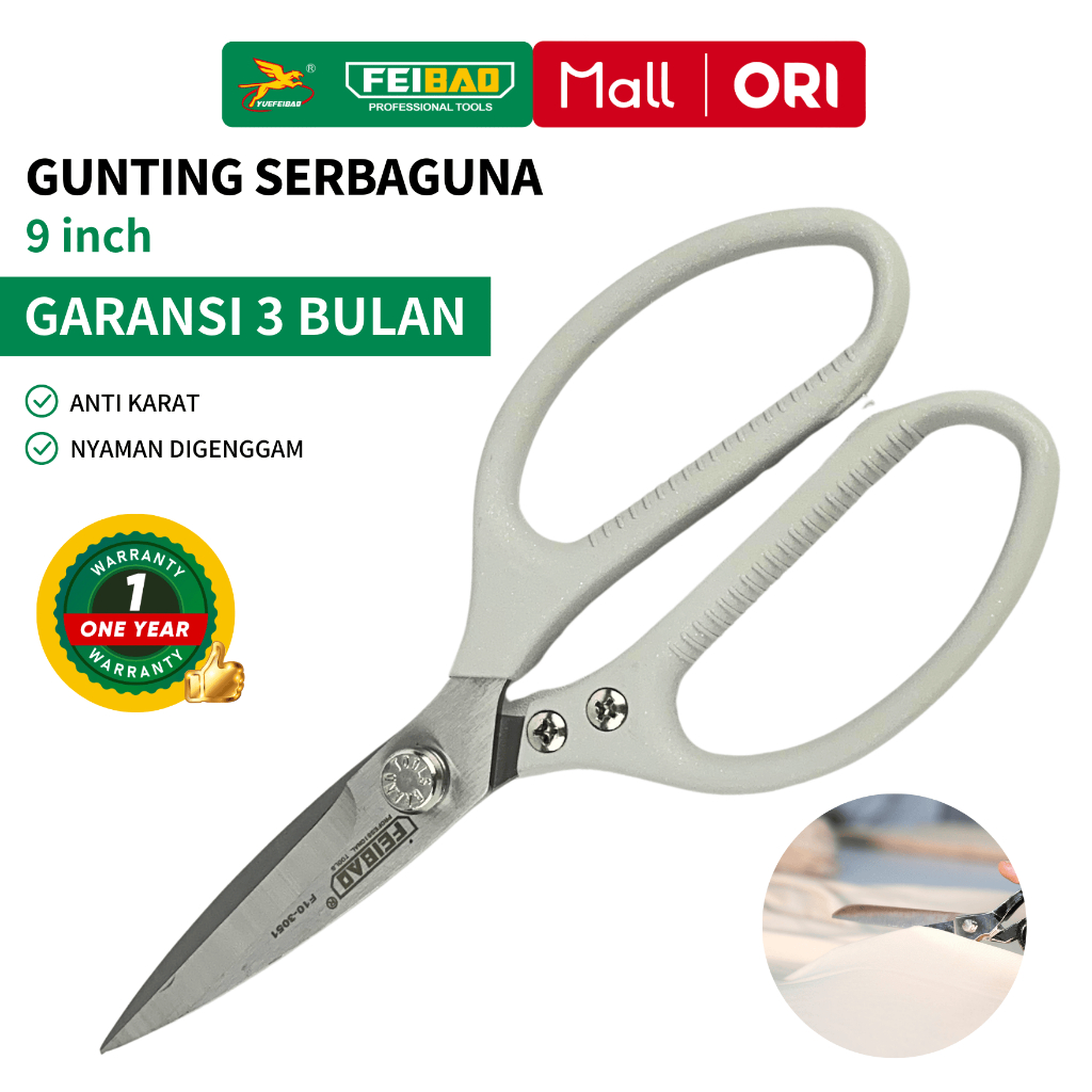

Feibao Gunting Serbaguna 9 Inch / Multifunction Scissors 225mm / Stainless Steel / F10-3051