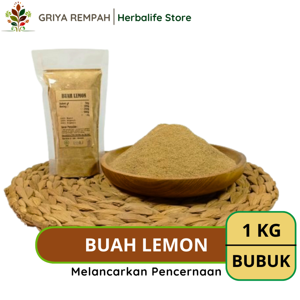 

BUAH LEMON BUBUK 1 KG Jeruk Sitrun Limun Rempah Herbal Simplisia Alami Minuman Segar Kesehatan & Ramuan Kering Tradisional Citrus limon