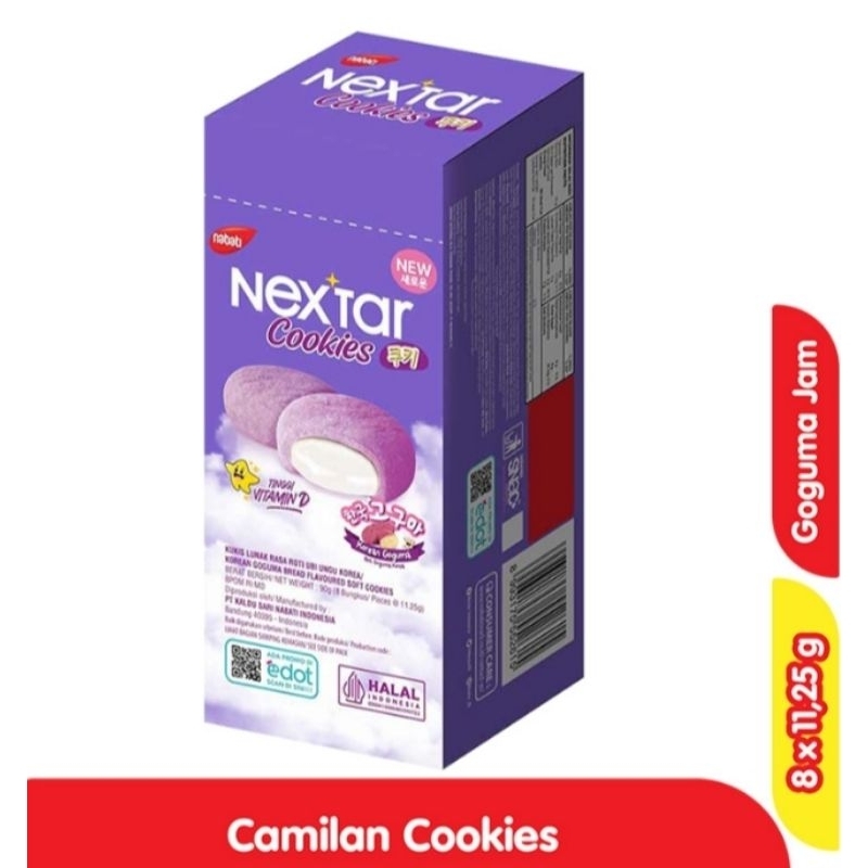 

Expire Date Agustus 2025 Nextar Cookies Korean Goguma 90g ( 8 Pcs @ 11,25g ) Nabati Nextar Cookies