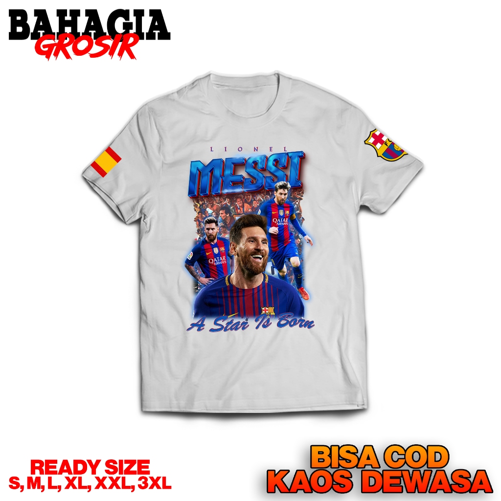 Kaos Lionel Messi FC Barcelona Streetwear Baju Distro Bootleg Lionel Messi