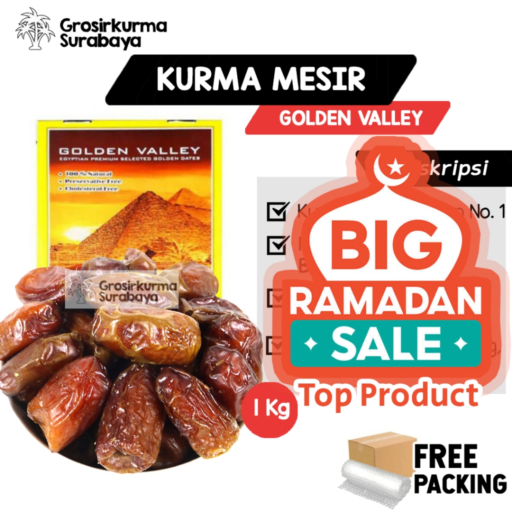 

Kurma Mesir Madu Premium 1KG Golden Valley Gizza Untuk Buka Puasa & Nabeez Enak Sukari Ajwa Tunisia