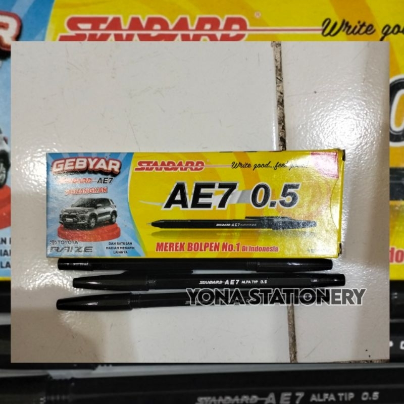 

Bolpoin Standard AE7 | Hitam, Biru, Merah | 1 Pack: 12 pcs | 0.5mm