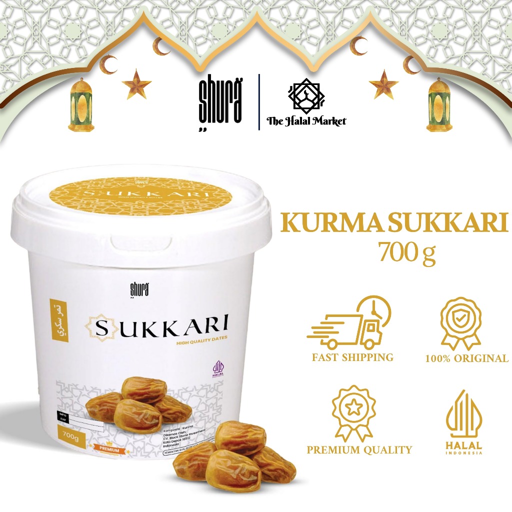 

Shura Kurma Sukari Dates Sukkari Raja Ember 700gr Lembut Manis Legit Premium