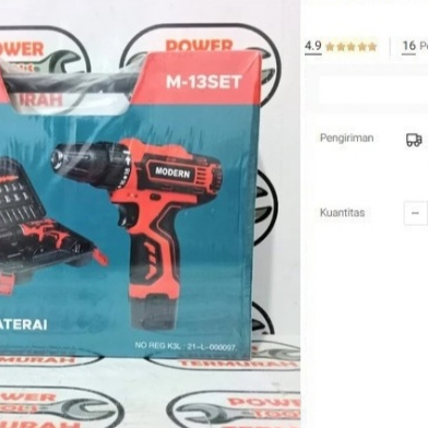 

Bor Baterai MODERN M-13 Set 12V Cordless Drill M13 Bor Charge M 13 Set