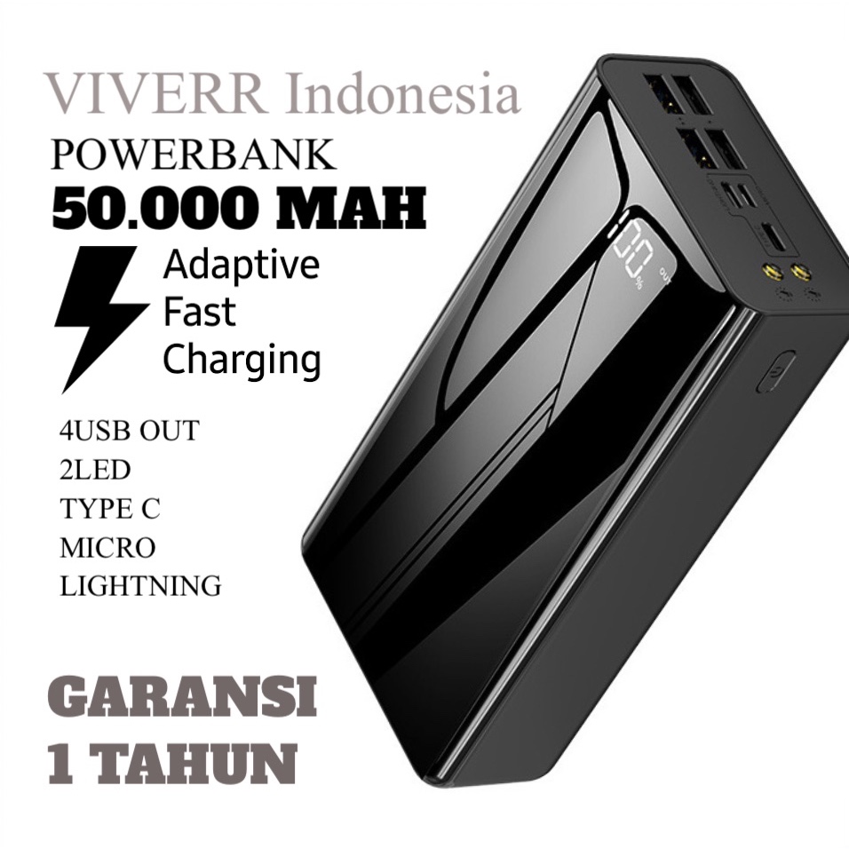 Powerbank VIVERR 50.000 Mah Kapasitas besar original garansi 1 Tahun