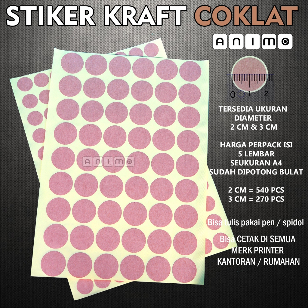 

STIKER BULAT KRAFT - STIKER VINTAGE - STIKER BULAT COKLAT 2 CM - 3 CM isi 5 Lembar seukuran 44