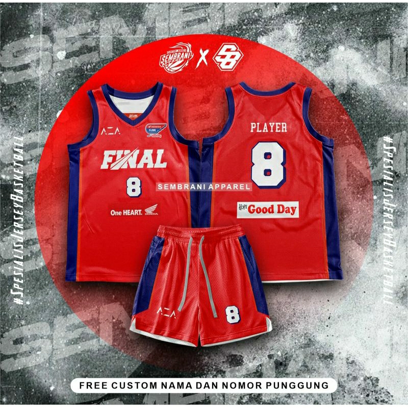 JERSEY BASKET DBL FINAL 2024 RED (FREE CUSTOM NAMA DAN NOMOR