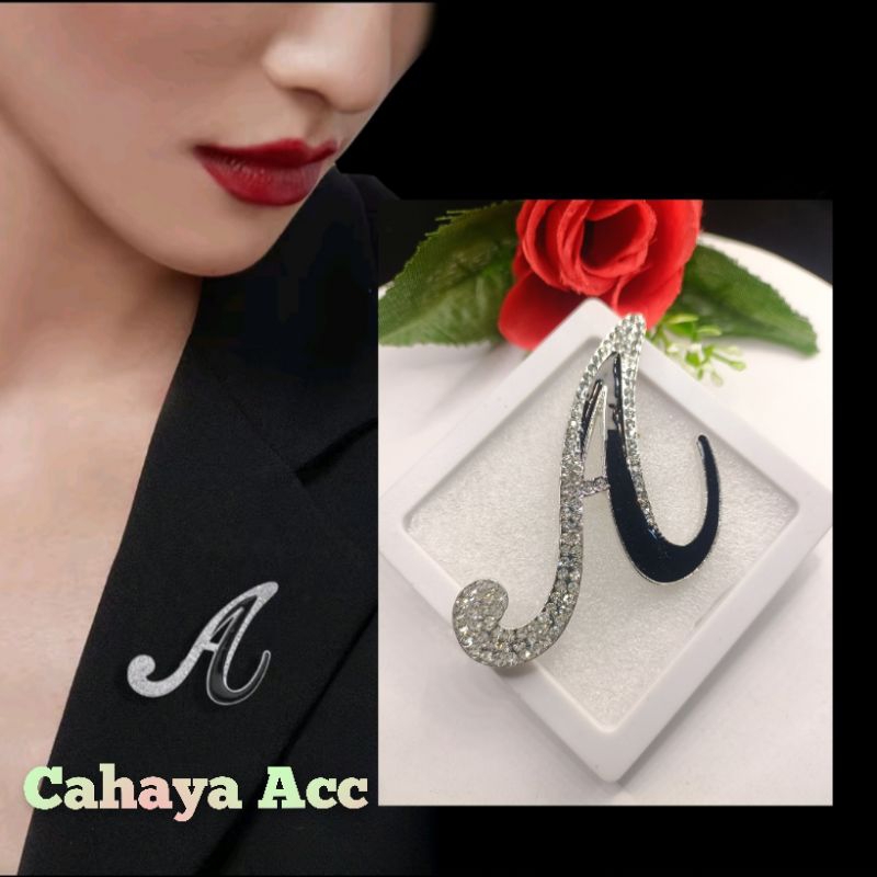 Bros Pin inisial Huruf Bros Huruf Permata Premium