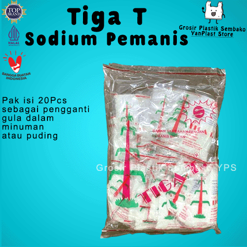 

Pemanis Buatan Sodium CAP TIGA T Pak isi 20Pcs