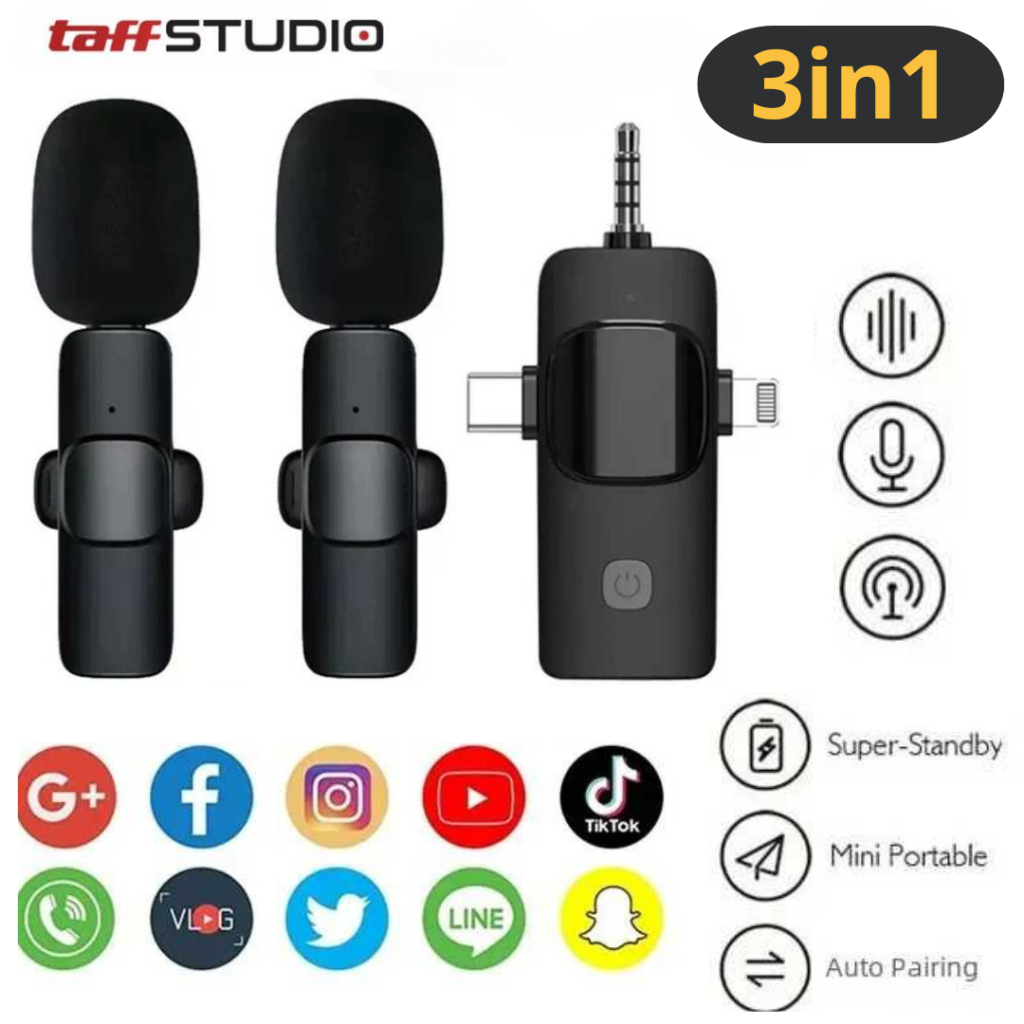 2 MIC Mikrofon Wireles USB Type C Live Stream vlog TikTok Facebook Live konten kreator youtuber .