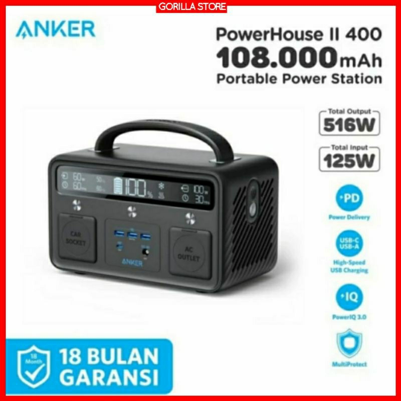 Anker Powerstation Powerhouse II 400 Black - A1730
