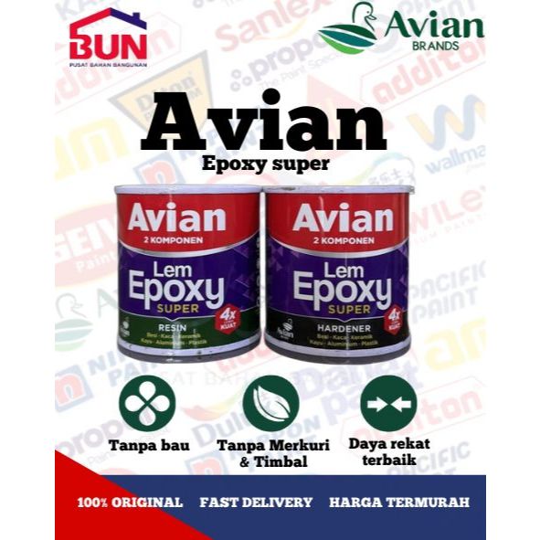 Perekat Epoksi Dua Komponen Resin dan Hardener 340 Gram untuk Kayu Logam Kaca