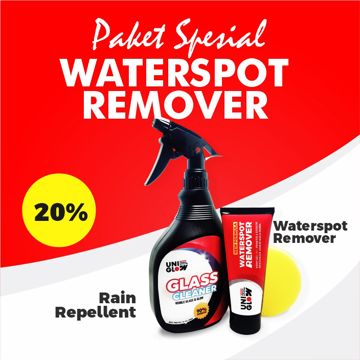 Uniglow Pembersih Jamur Kaca Mobil Cream + Pembesih Kaca Rain Repellent