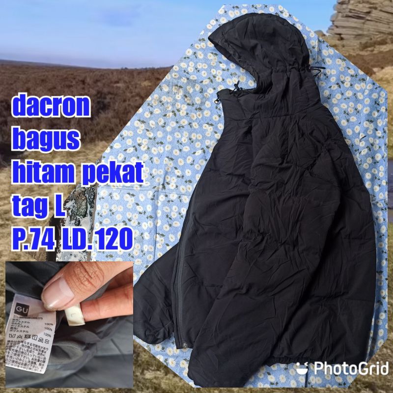 jaket gunung outdoor puffer gelembung tebal winter salju dacron gorpcore hitam gu general uniqlo