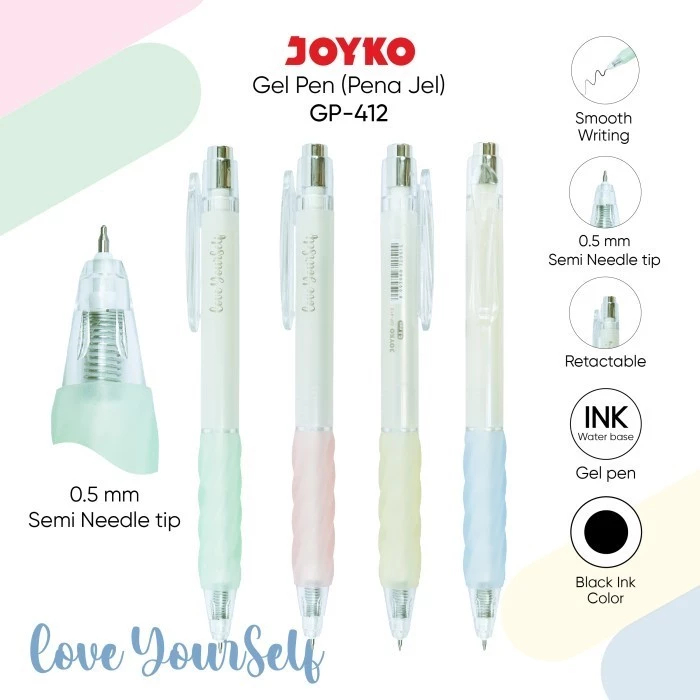 

Gel Pen Pulpen Pena Joyko GP-412 Love Yourself Gel 0.5 mm