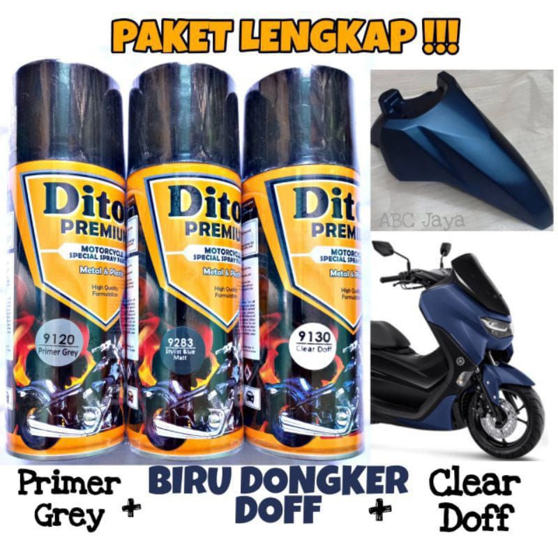 PAKET Diton Premium Stylish Blue Matte 9283 Biru Dongker Doff Navy Matt 400ml | Cat Semprot Sepeda M