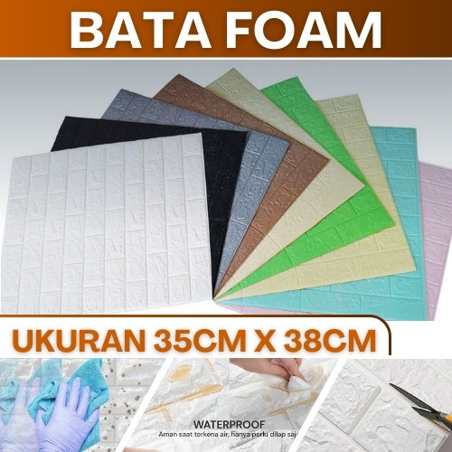 Wallpaper Sticker Dinding 3D Foam Wallfoam Stiker Dinding 3D Motif Batu Bata Ukuran 35 x 38 cm