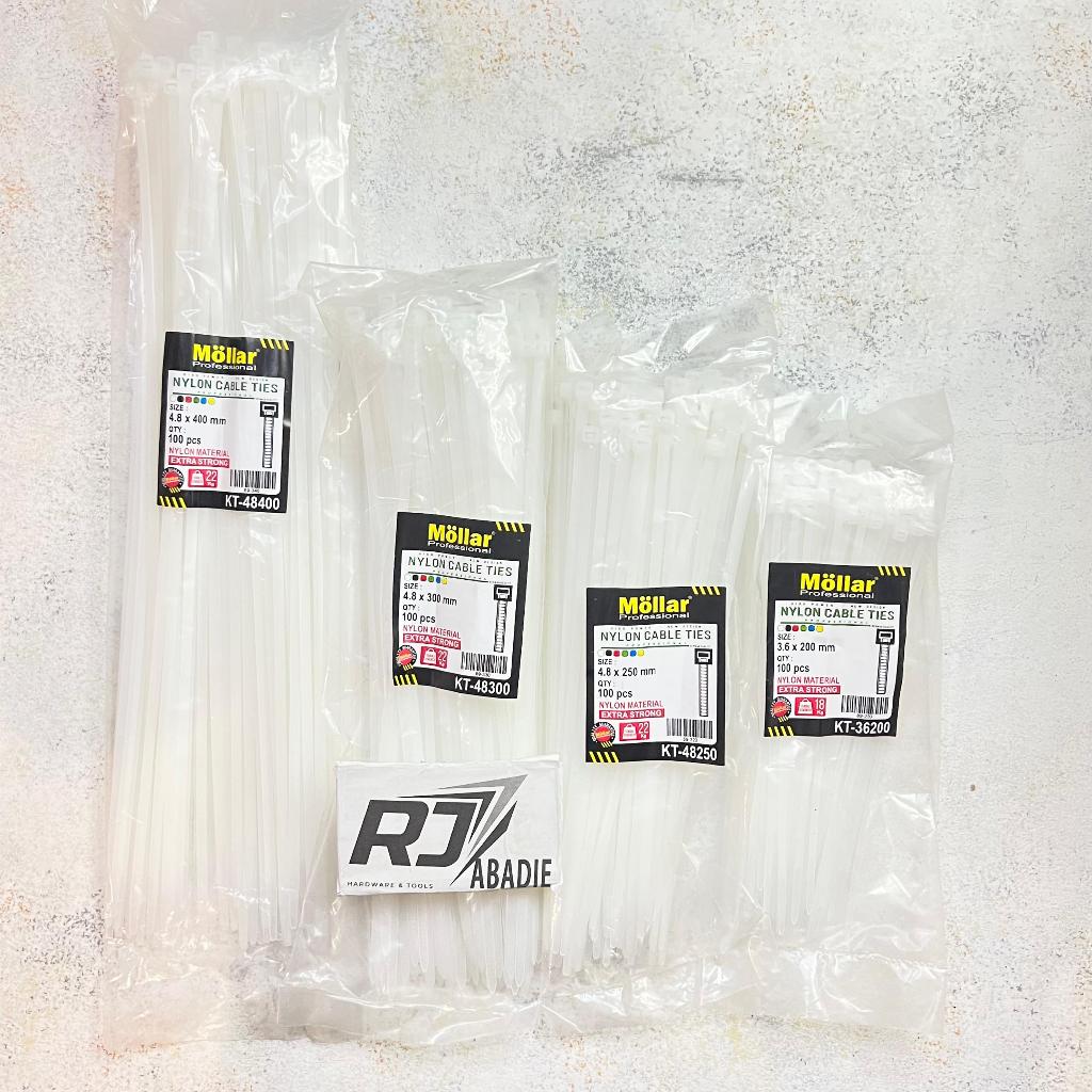 

[100PCS] Kabel Ties Cable Tie Tis Tebal Panjang Hitam Putih MOLLAR 400 500 550 1000 MM