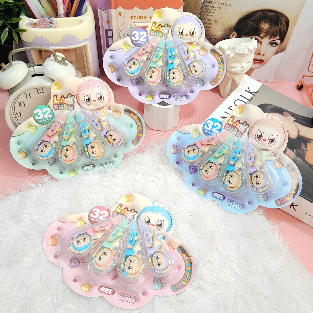 

Tipex LABUBU 1 Set isi 4 PCS total 32 Meter Ready 4 Variant Warna / Paket Correction Tape Labubu isi 4 PCS Panjang 8 Meter Komplit Imut Lucu Alat Tulis Sekolah Anak Harga Termurah Bisa Grosir dan COD