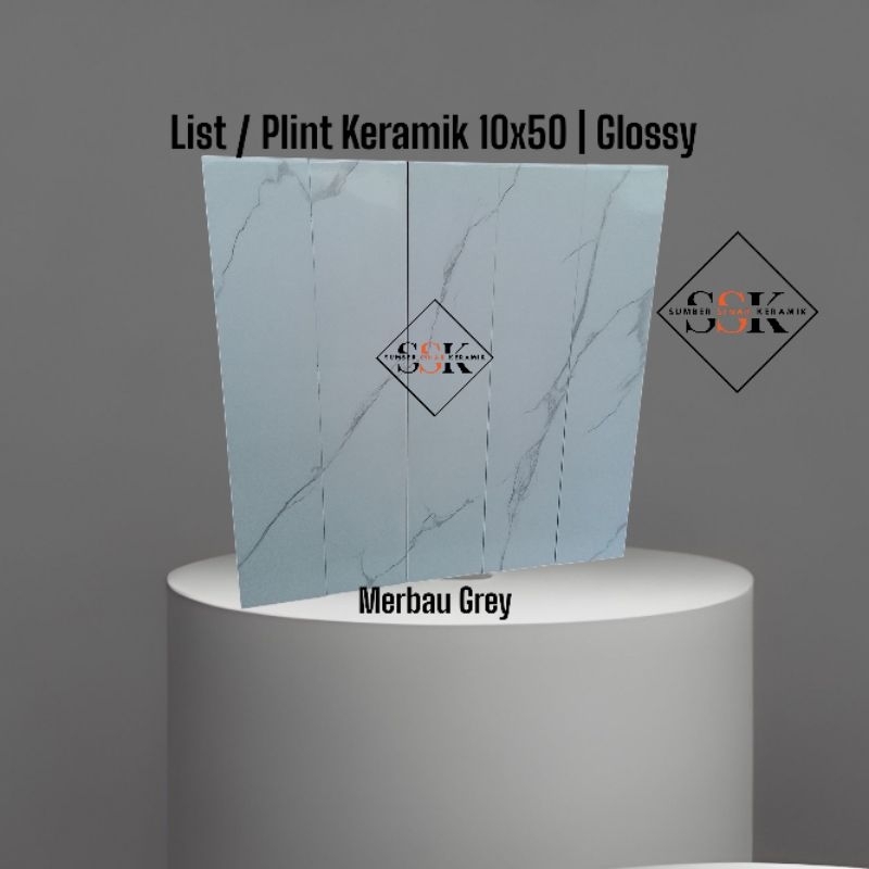 List / Plint Keramik 10x50 Merbau Grey | Glossy