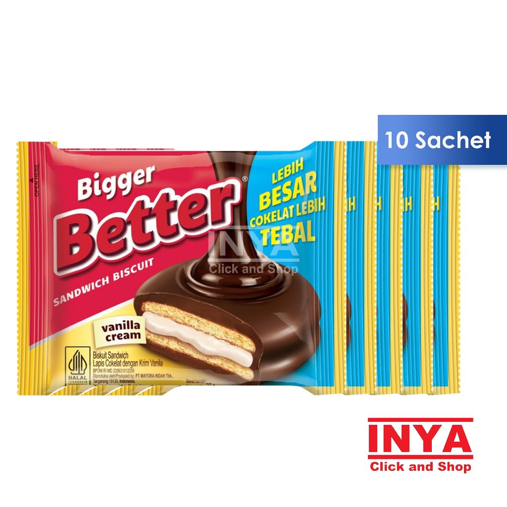 

Bigger Better Sandwich Biscuit Vanilla Cream 10x27gr Renceng - Biskuit Sandwich