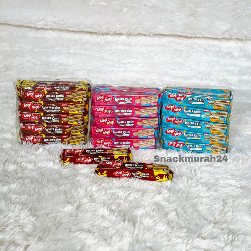 

Migi Migi Wafer Krim 10 Gram @ 10 PCS Rasa Cokelat Keju | Stroberi Vanila | Vanila Mocha