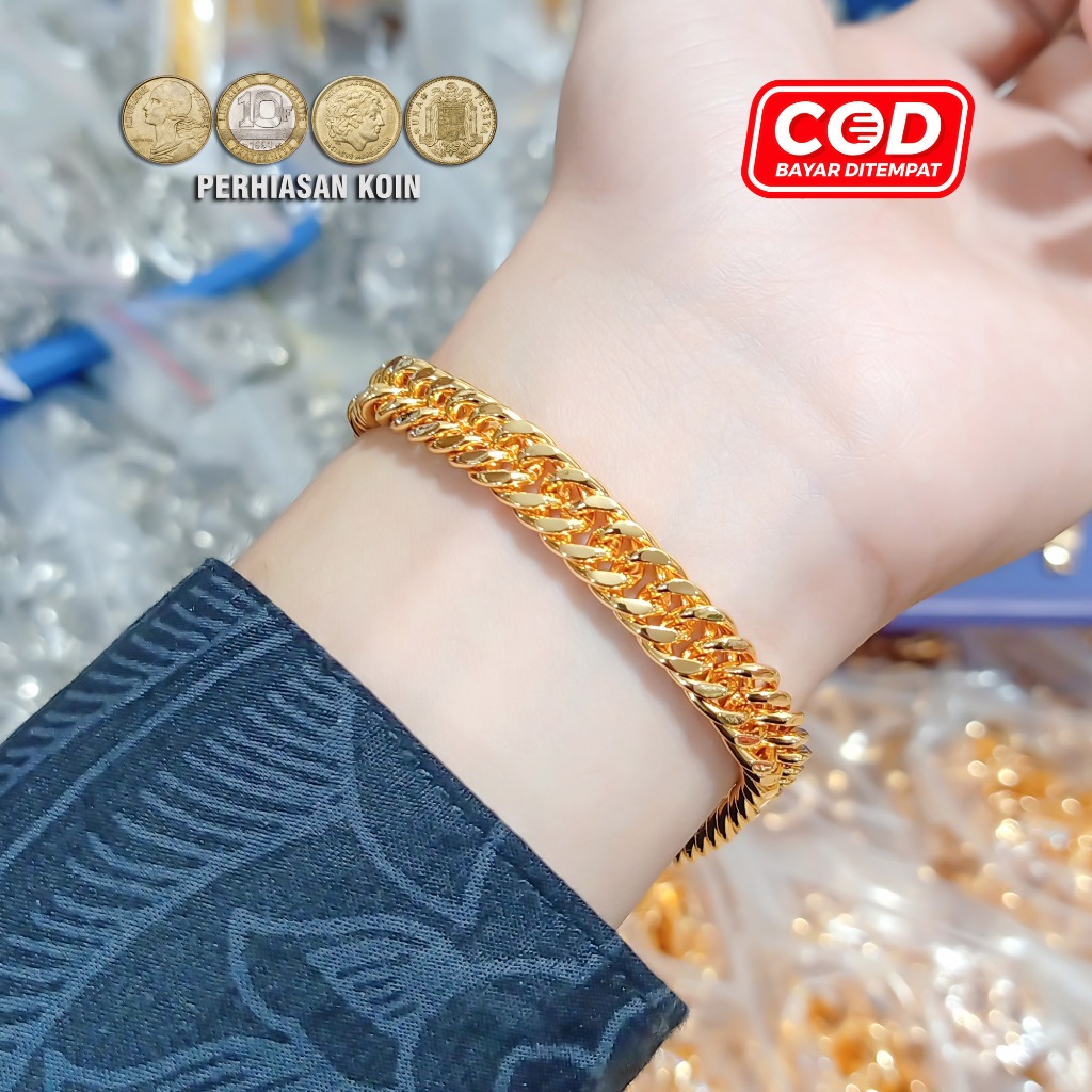 Gelang Rantai Medan Dewasa Warna Emas 22k