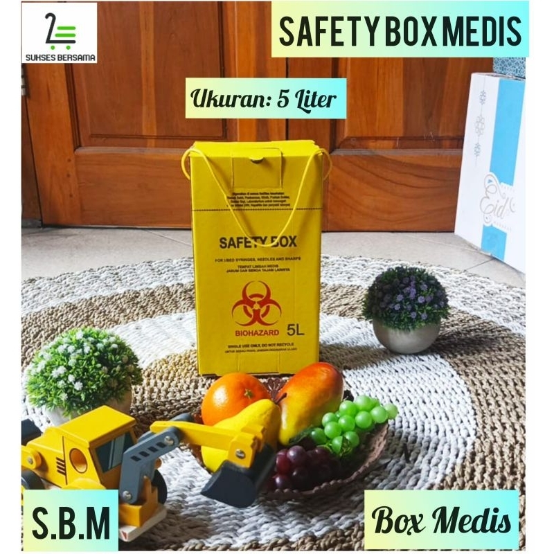 Safety Box Medis 5 Liter( PRINTING)/Tempat sampah Medis/Box Medis