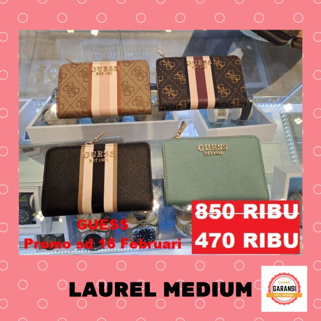 Dompet wanita Guess seri LAUREL MEDIUM wallet ORIGINAL 100%