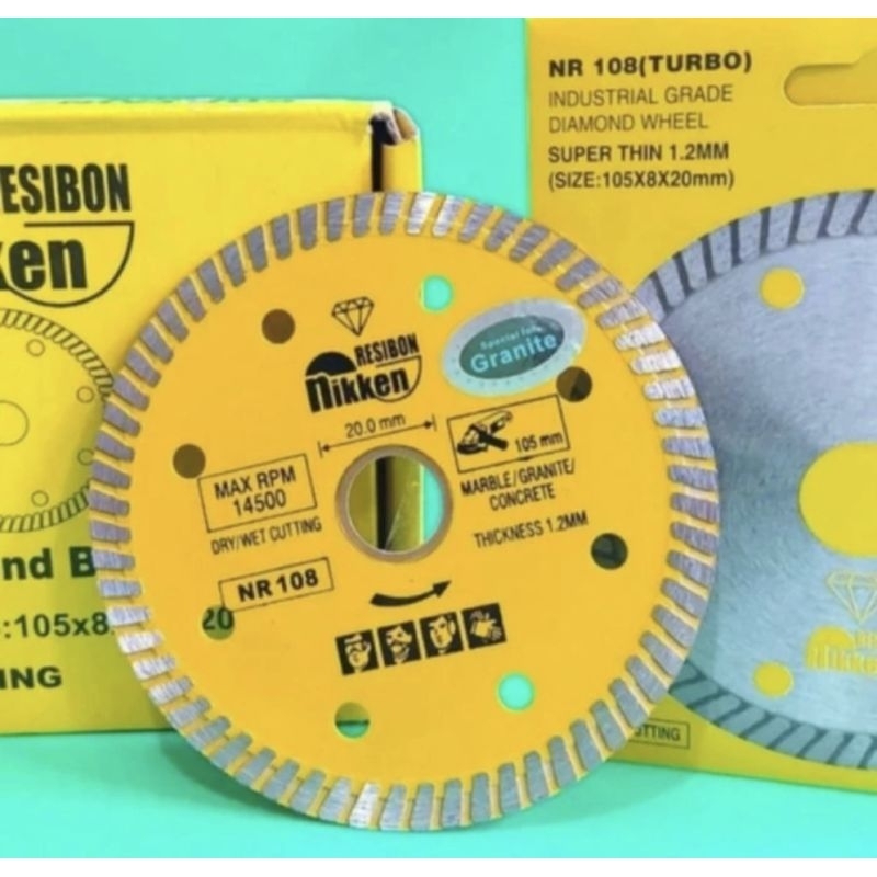 Nikken NR 105, NR 108 Laser, NR 112, Dry & Wet Mata Pisau Potong Keramik Diamond Wheel 4"