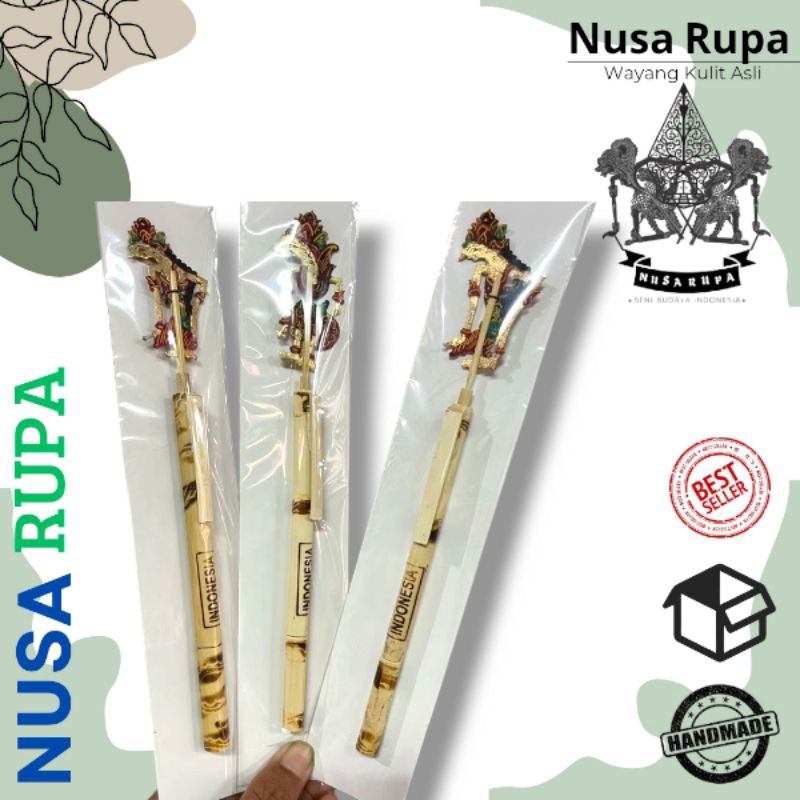 

NUSA RUPA Wayang Pulpen wayang kulit 1 kodi (isi 20pcs) Pulpen bambu wayang souvenir oleh oleh khas jogja indonesia
