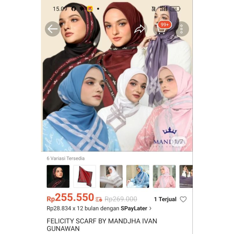 Mandjha Special Free Box Ivan Gunawan Fashion Scarf Motif Original Felicity Maroon,Produksi Juga Bla