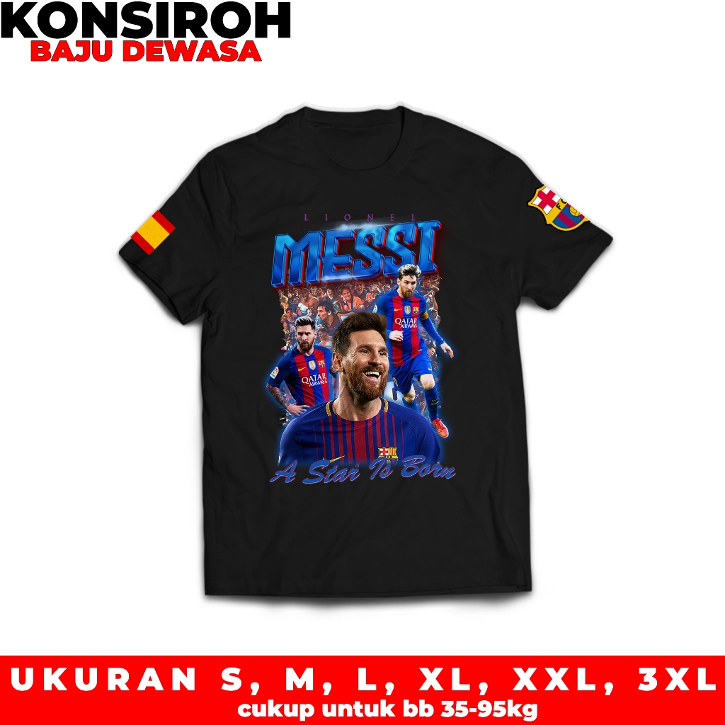 Kaos Lionel Messi FC Barcelona Streetwear Baju Distro Bootleg Lionel Messi