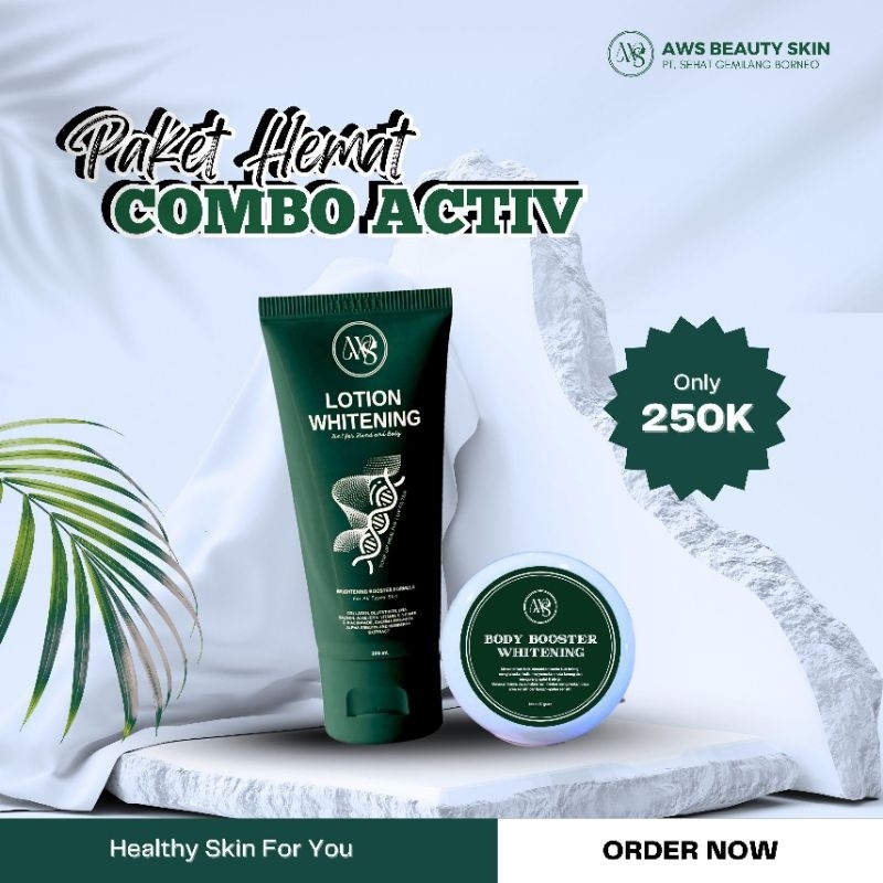 Paket Hemat Body lotion Whitening + Booster padat AWS KEMASAN TERBARU