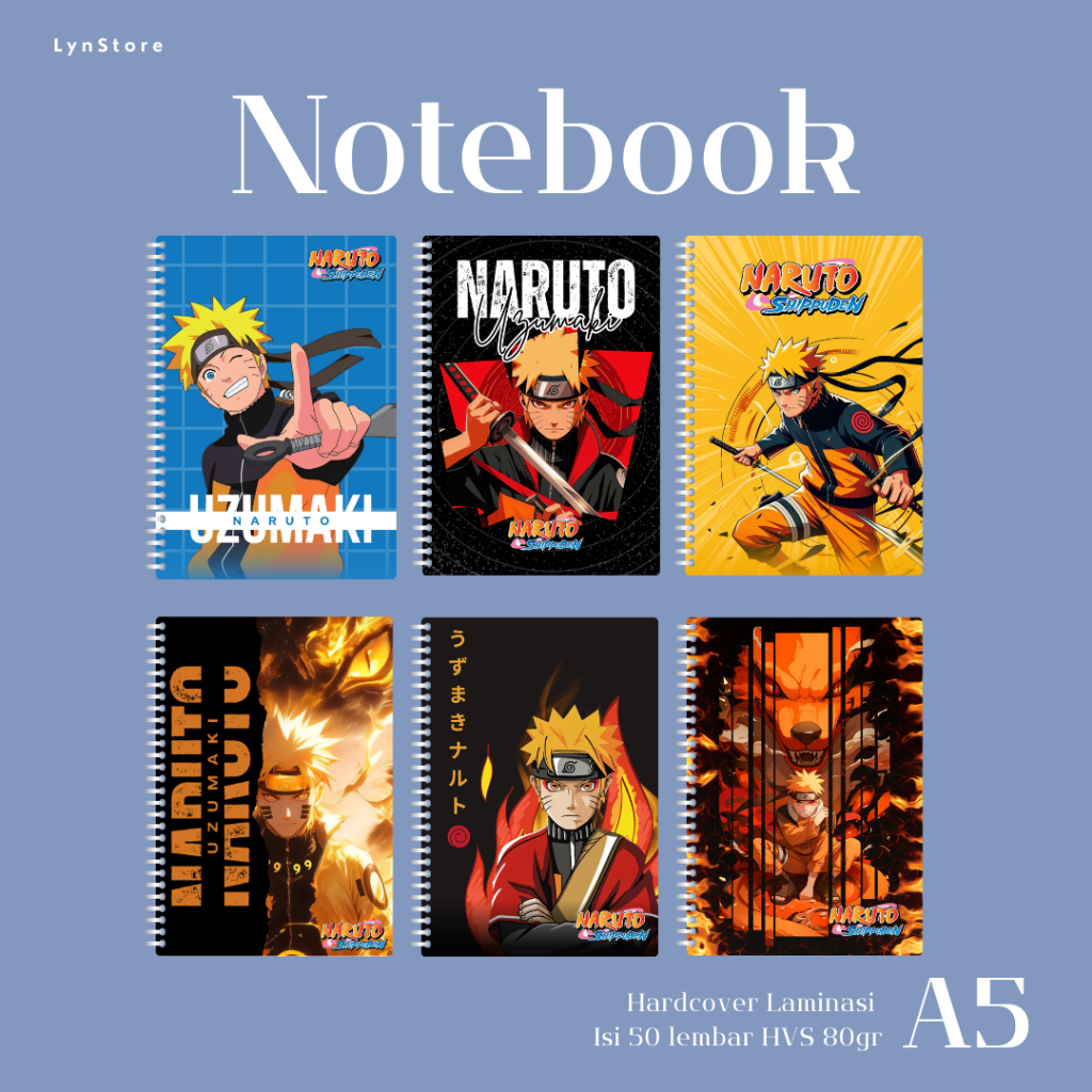 

(LS_034) Notebook Anime A5 Hardcover Edisi Naruto Shippuden - Uzumaki Naruto (Isi 50 Lembar Hvs + Hardcover Laminasi 2 Sisi) Buku Tulis Catatan Notebook Ring A5 Hardcover Laminasi / Notebook Journal A5 Hardcover Laminasi / Spiral Buku Agenda A5 Hardcover