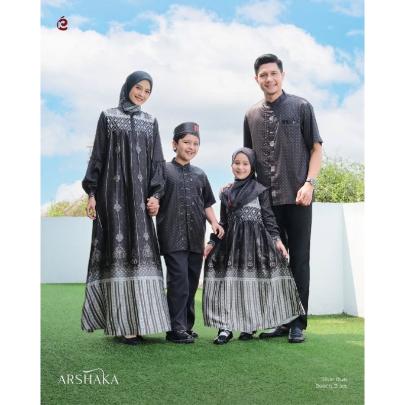 BAJU GAMIS SARIMBIT KEKE 2025 COUPLE KELUARGA ARSHAKA BLACK