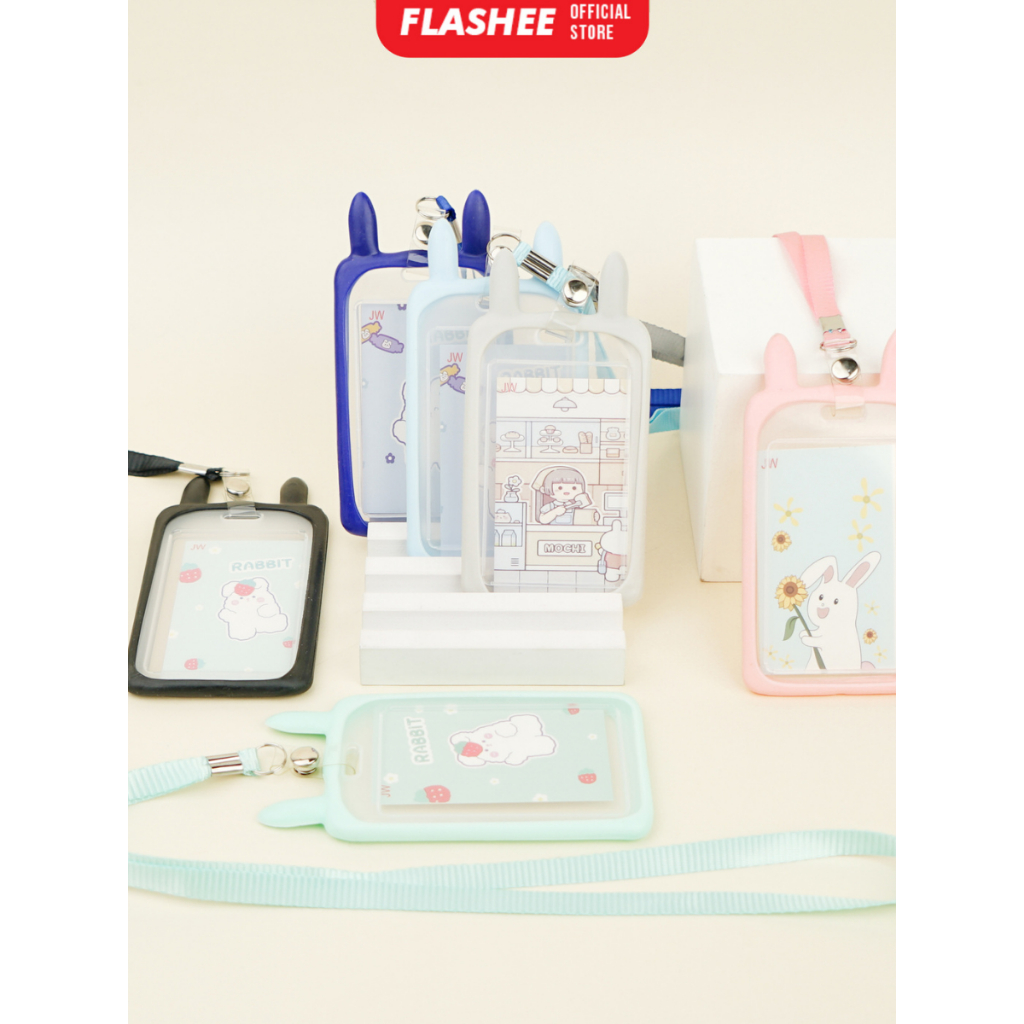 

Flashee Name Tag Kawai Transparan ID Card Gantungan Kartu Motif Kelinci Lanyard Akses Kantor MRT
