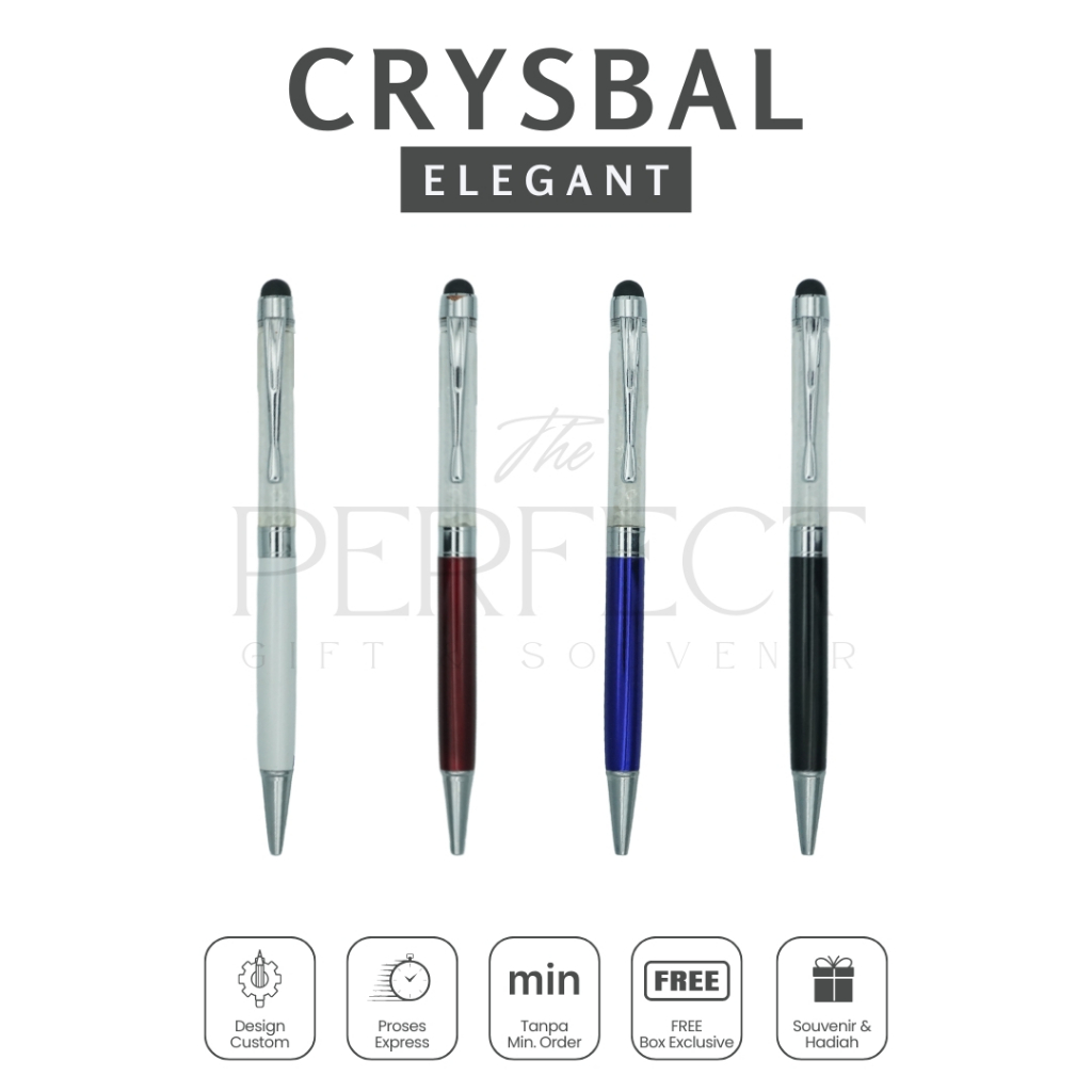 

Crysbal Elegant Pen Ballpoint Free Box Custom Grafir Exclusive Promosi Gift Kado Souvenir