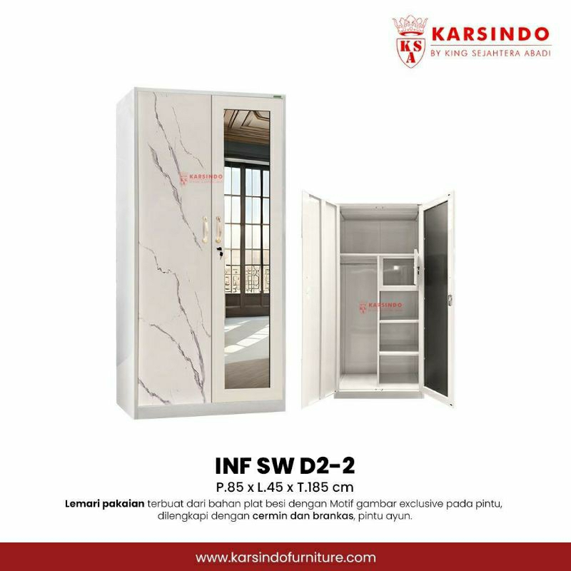 KSA Lemari Pakaian Plat Besi Uk85cm - Lemari Pakaian