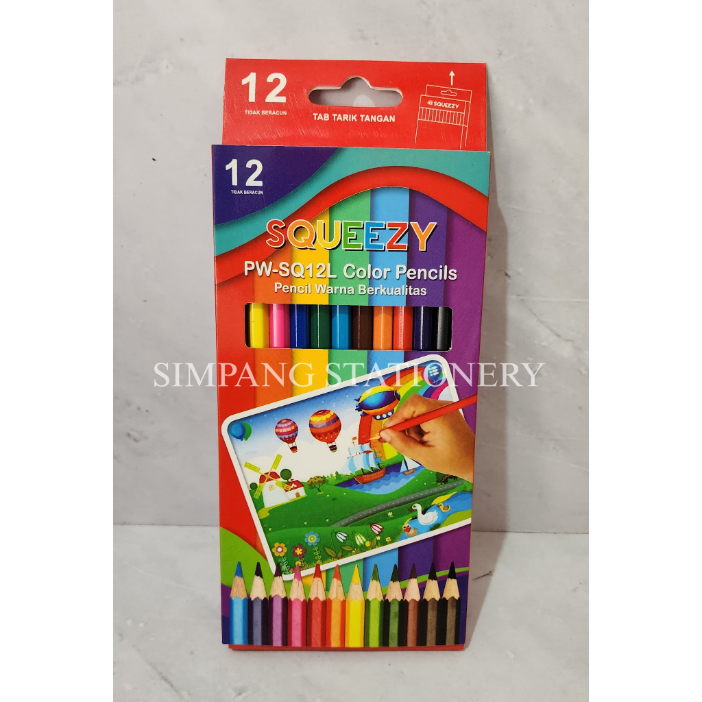 

Squeezy Pensil Warna 12 warna PW-SQ12L / set