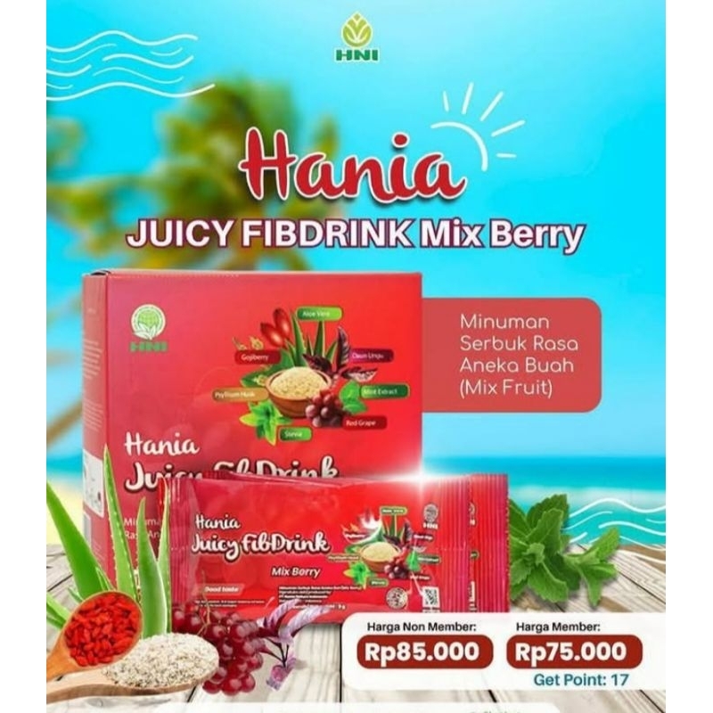 

Hania Juicy FibDrink HNI Membantu Menetralkan Berat Badan Isi 10 Sachet