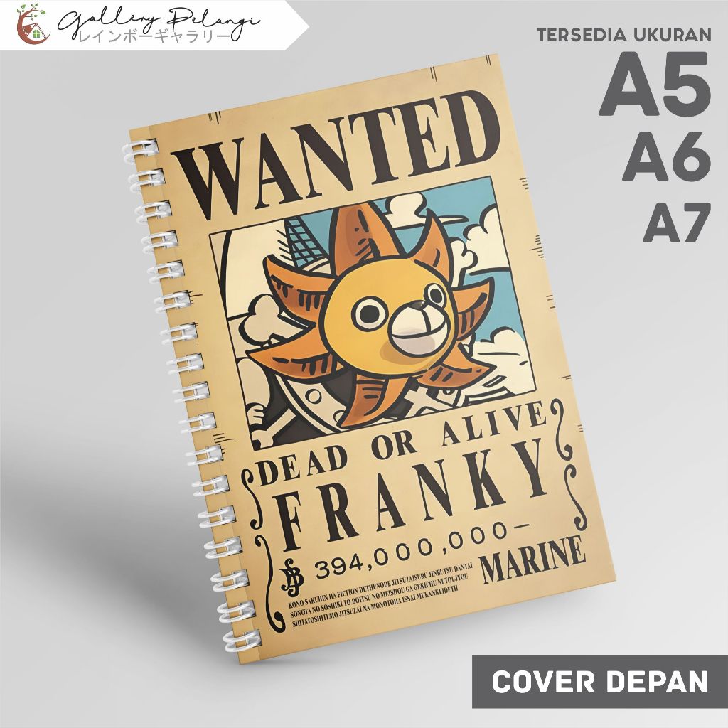 

Notebook Spiral A5 A6 A7 Japan Anime One Piece Franky bounty Franky Bounty