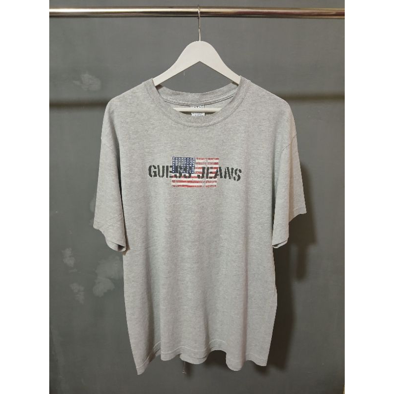 Kaos Vintage Guess Jeans Flag Spell Out - M Fit L