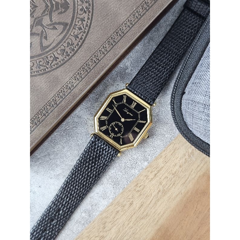 LonginesOctagon Small Second Black Dial L8464Rare Item