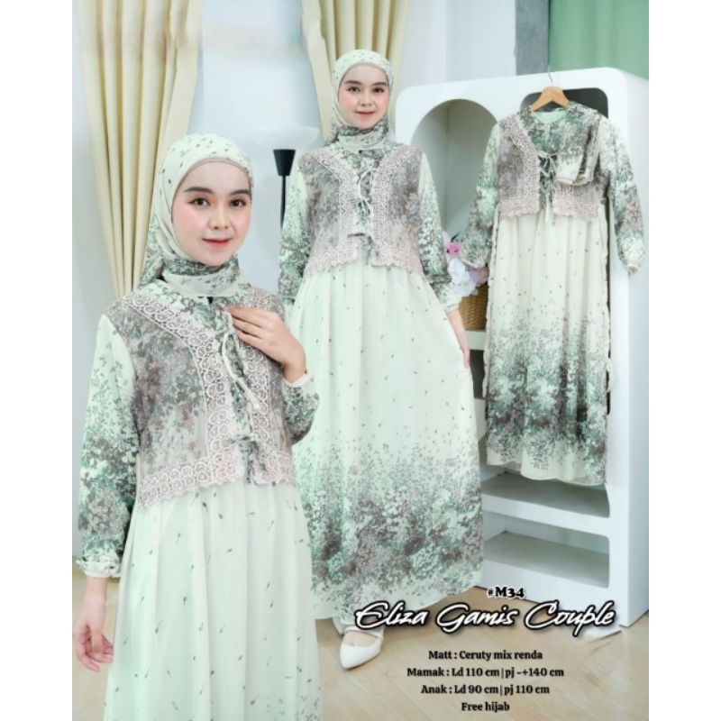 ELIZA COUPLE IBU DAN ANAK PREMIUM INCLUDE HIJAB HIQH QUALITY ORI