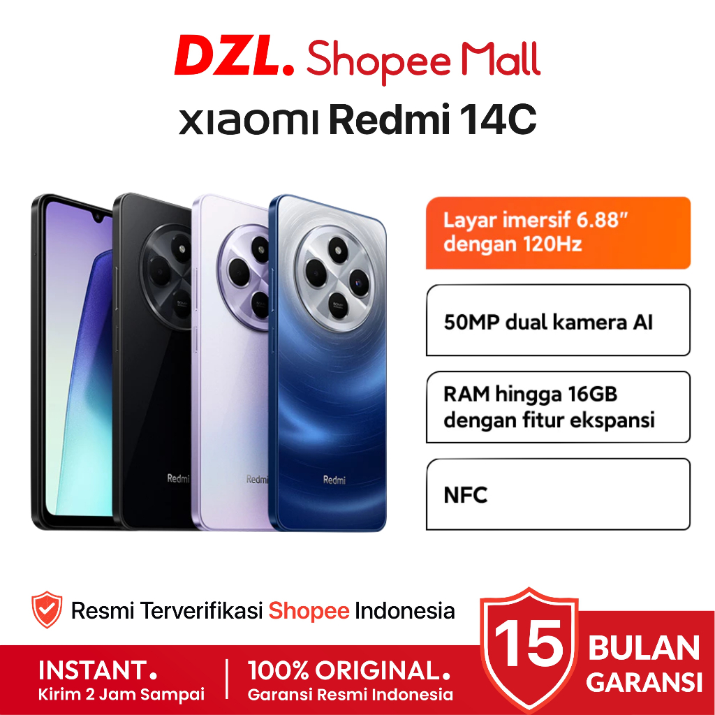 DZL - HP XIAOMI Redmi 14C 8/256 6/128 GB Original Resmi TAM Official Store Mall Ori