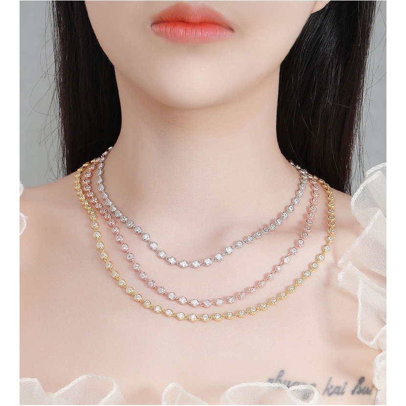 full 3mm moissanite diamond bubble necklace GRA certificate